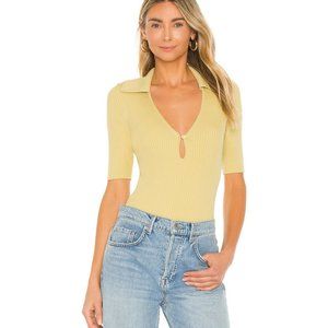 NWT: Weekend Stories - Dane Knit Top, 3/4 short sleeve collar button keyhole